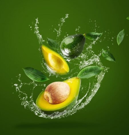 water spark on fresh Avocado fruits